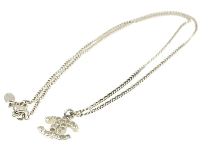 CHANEL Collana con ciondolo COCO Mark Silver CC Auth am163B Argento - vista 3