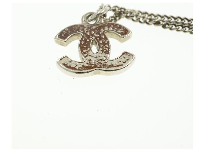 CHANEL Collana con ciondolo COCO Mark Silver CC Auth am163B Argento - vista 5