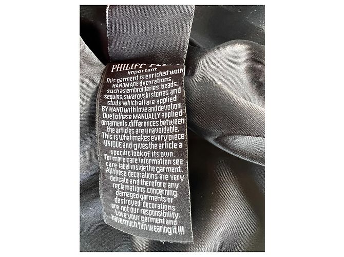 Chaleco Philipp Plein de cuero negro con capucha XS - vista 7