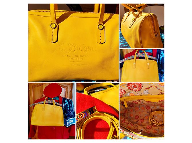 Borsa a mano Bulgari Foundation gialla in pelle Giallo - vista 15