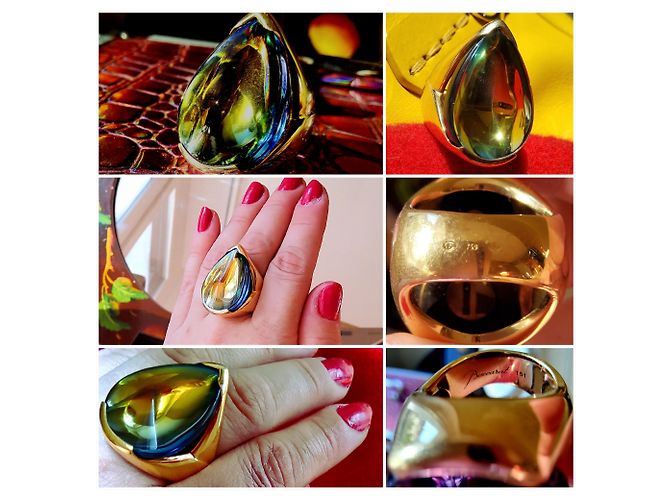 Baccarat-Ring Goldkristall psychedelisch. Grün - Ansicht 17