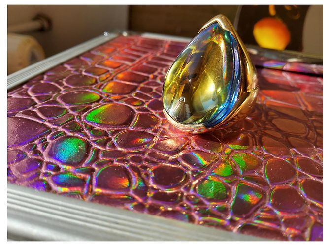 Baccarat-Ring Goldkristall psychedelisch. Grün - Ansicht 6