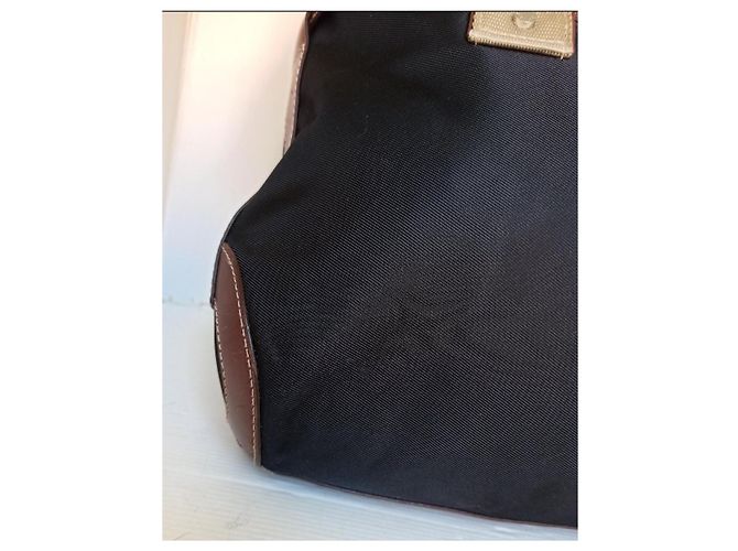 Borsa Lancel tote bag blu scuro e marrone pelle e tela - vista 8