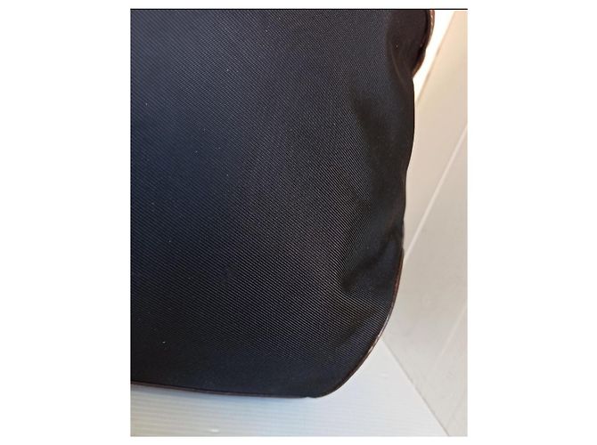 Borsa Lancel tote bag blu scuro e marrone pelle e tela - vista 9