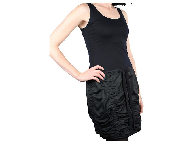 Paule Ka Gerafftes Kleid aus zwei Materialien Schwarz - Ansicht 2