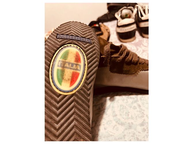 Sneakers Dolce & Gabbana Italia Marrone Scuro Camoscio - vista 3