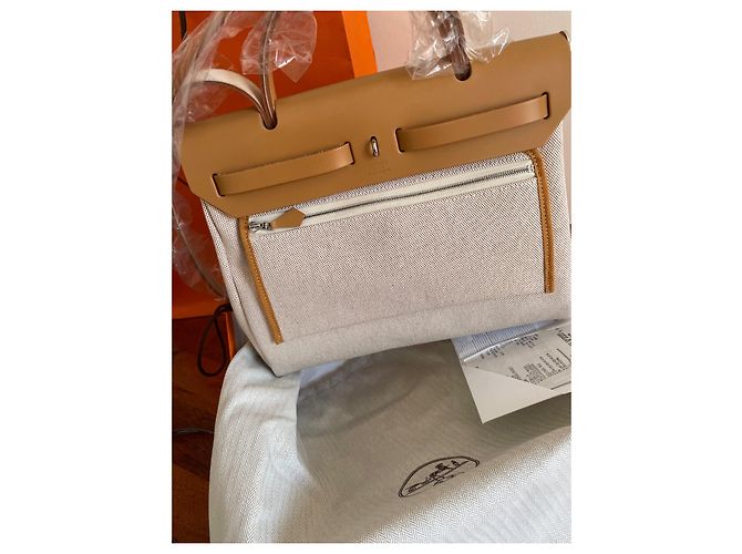 Hermès Herbag Brides de Gala Zip Retourne 31 Beige Cotone - vista 3