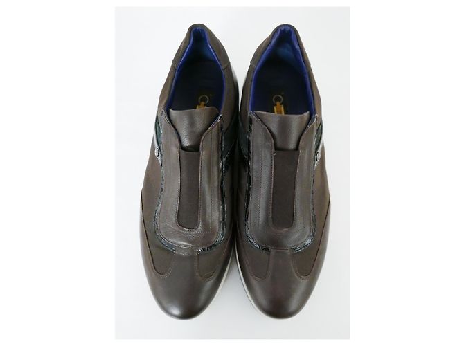 Sneakers Zilli in pelle e nylon marroni - vista 2