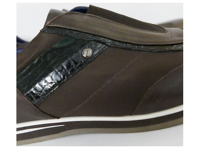 Sneakers Zilli in pelle e nylon marroni - vista 4