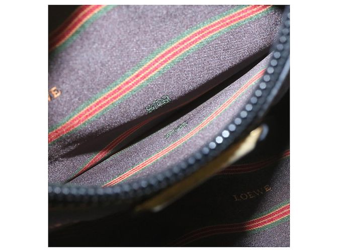 LOEWE Twist handle Velazquez Sac à main Cuir 2façon Noir Marron Auth am2237g - vue 11