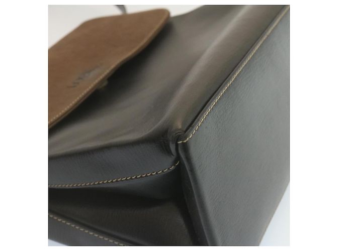 LOEWE Twist handle Velazquez Sac à main Cuir 2façon Noir Marron Auth am2237g - vue 14