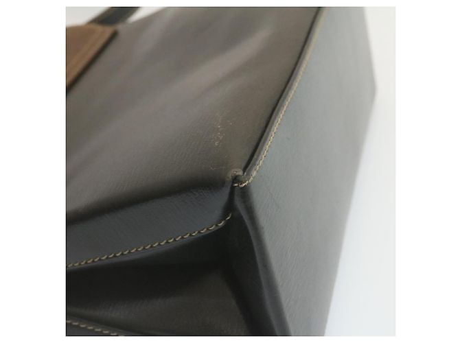 LOEWE Twist handle Velazquez Sac à main Cuir 2façon Noir Marron Auth am2237g - vue 15