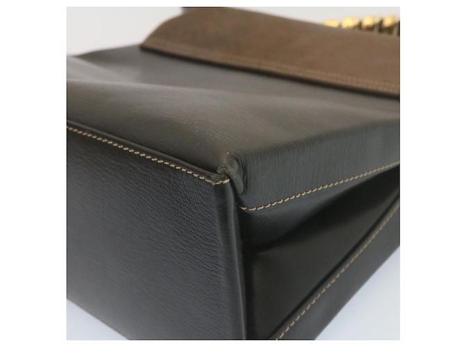 LOEWE Twist handle Velazquez Sac à main Cuir 2façon Noir Marron Auth am2237g - vue 16