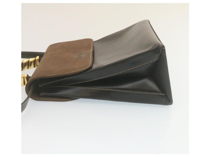 LOEWE Twist handle Velazquez Sac à main Cuir 2façon Noir Marron Auth am2237g - vue 3