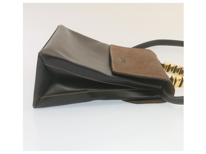 LOEWE Twist handle Velazquez Sac à main Cuir 2façon Noir Marron Auth am2237g - vue 4