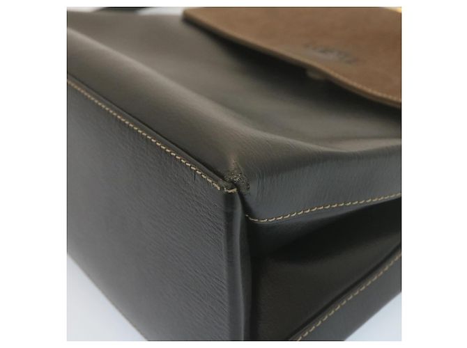 LOEWE Twist handle Velazquez Sac à main Cuir 2façon Noir Marron Auth am2237g - vue 8