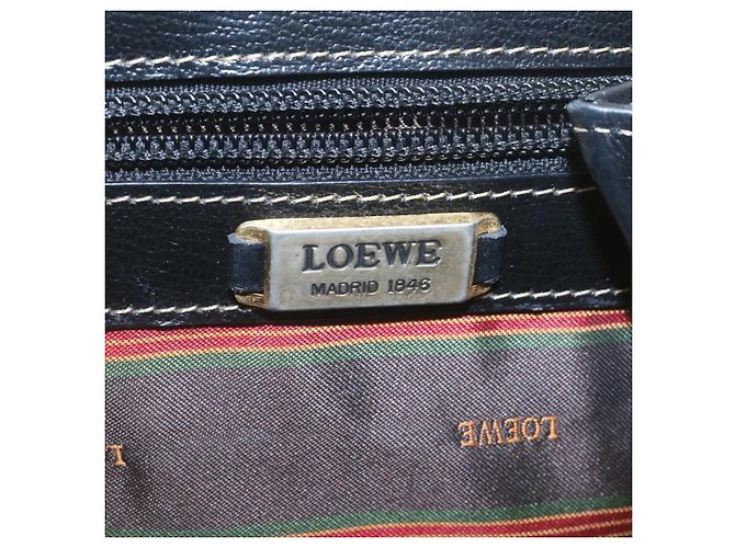 LOEWE Twist handle Velazquez Sac à main Cuir 2façon Noir Marron Auth am2237g - vue 9