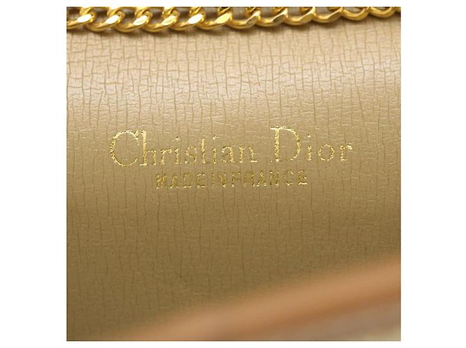 Christian Dior Borsa a tracolla con catena a nido d'ape Tela Beige Auth am2250g - vista 11