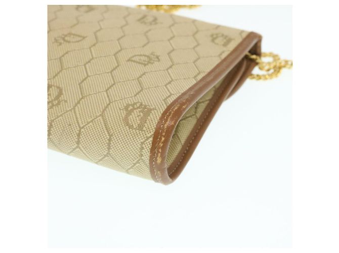 Christian Dior Borsa a tracolla con catena a nido d'ape Tela Beige Auth am2250g - vista 15
