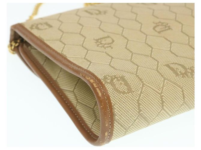 Christian Dior Borsa a tracolla con catena a nido d'ape Tela Beige Auth am2250g - vista 16