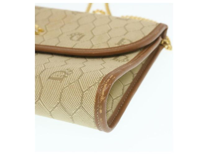 Christian Dior Borsa a tracolla con catena a nido d'ape Tela Beige Auth am2250g - vista 9