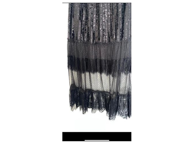 Gonna lunga nera in pizzo e paillettes Twin Set Nero - vista 6