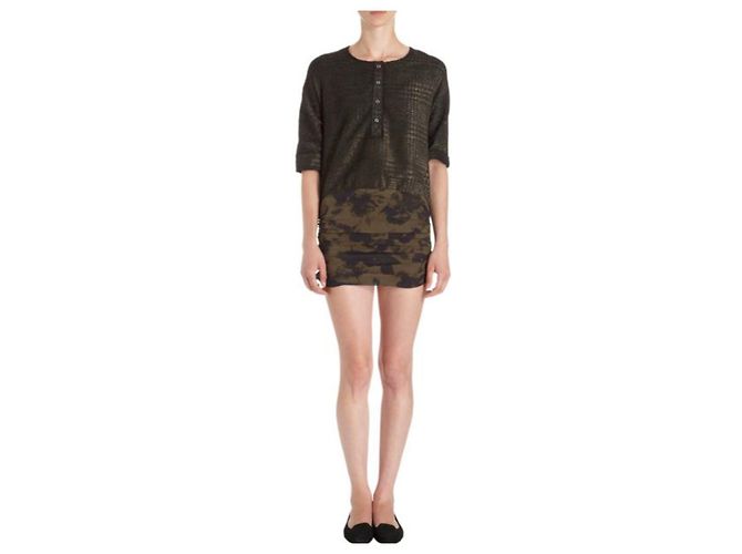 Abito bimateriale Roseanna 34 D'oro Cachi Verde scuro - vista 2