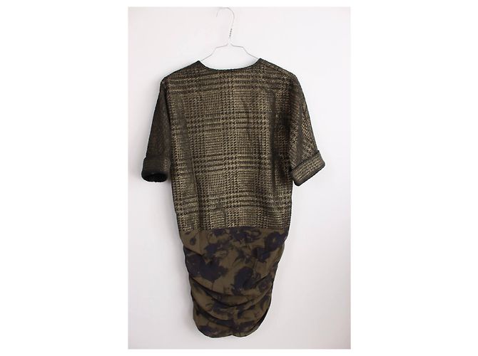 Abito bimateriale Roseanna 34 D'oro Cachi Verde scuro - vista 3