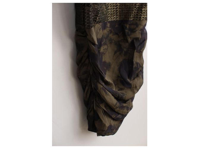 Abito bimateriale Roseanna 34 D'oro Cachi Verde scuro - vista 4