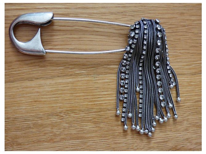 Broche Sonia Rykiel Río de metal y vidrio Plata - vista 10