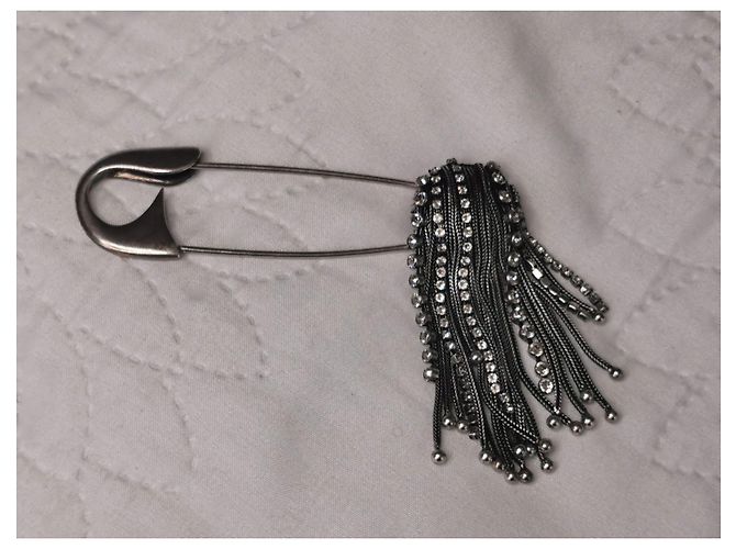 Broche Sonia Rykiel Río de metal y vidrio Plata - vista 11