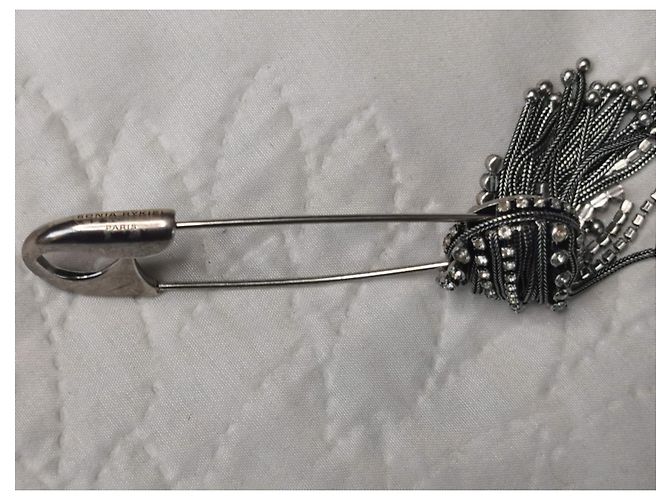 Broche Sonia Rykiel Río de metal y vidrio Plata - vista 13