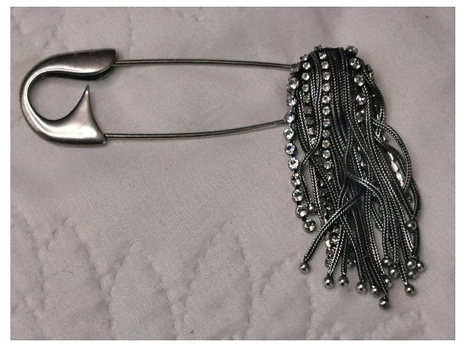 Broche Sonia Rykiel Río de metal y vidrio Plata - vista 15