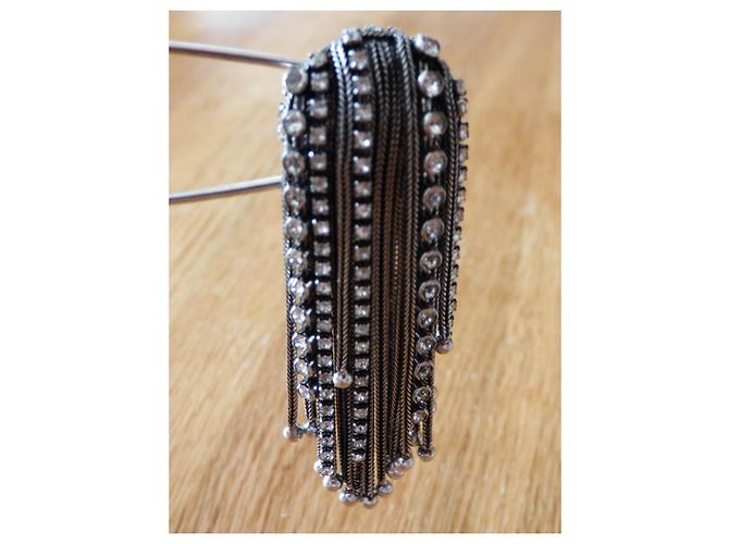 Broche Sonia Rykiel Río de metal y vidrio Plata - vista 4