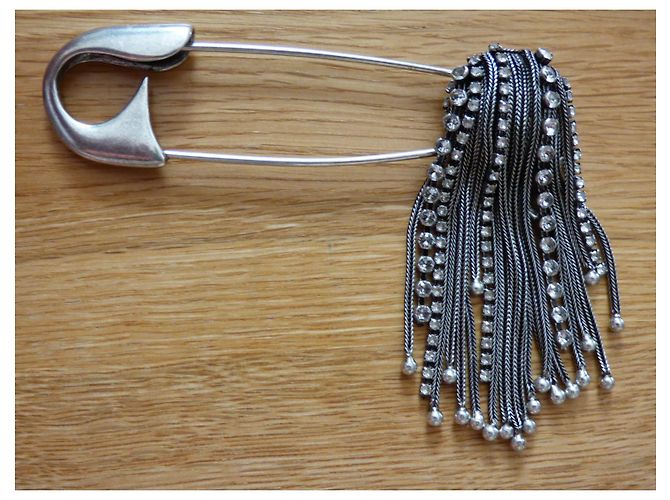 Broche Sonia Rykiel Río de metal y vidrio Plata - vista 5