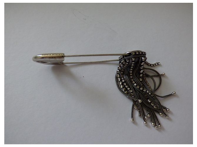 Broche Sonia Rykiel Río de metal y vidrio Plata - vista 6