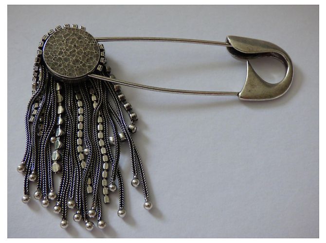 Broche Sonia Rykiel Río de metal y vidrio Plata - vista 8