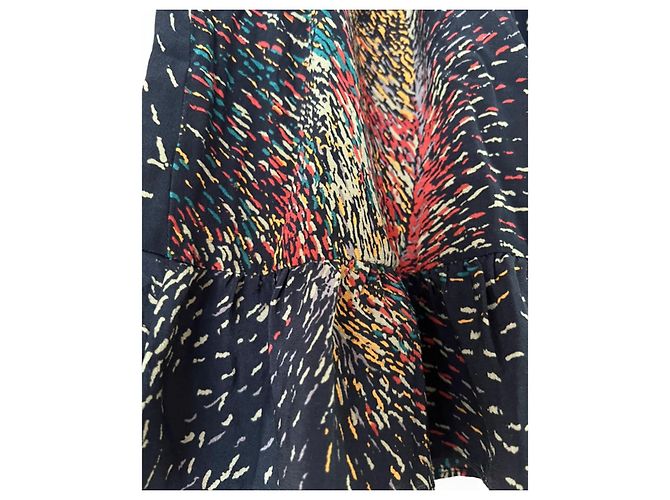 Falda Bel Air Discord de seda negra estampado fuegos artificiales Negro Multicolor - vista 2