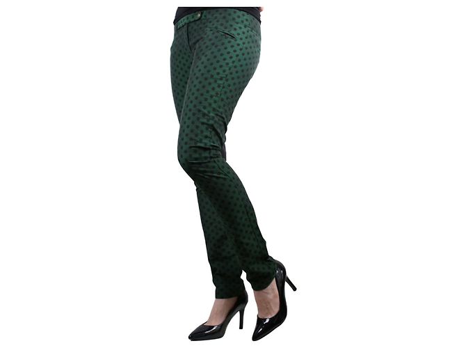 Roseanna Calça de bolinhas com aplicação de couro Preto Verde Verde escuro - vista 2