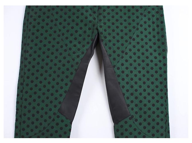 Roseanna Calça de bolinhas com aplicação de couro Preto Verde Verde escuro - vista 4