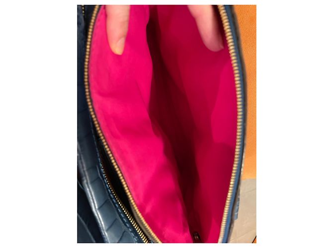 Borsa a mano Lancel Adjani in pelle di coccodrillo blu - vista 14
