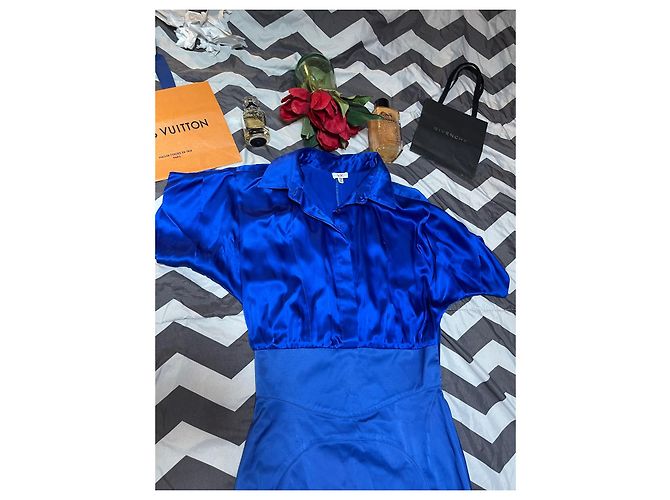 Abito Versace in seta blu reale stile camicia Blu scuro - vista 2