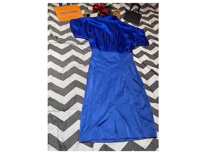 Abito Versace in seta blu reale stile camicia Blu scuro - vista 6
