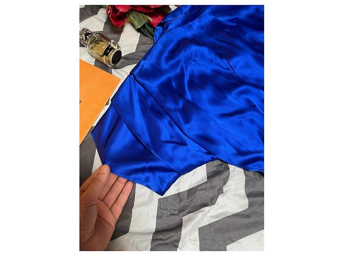 Abito Versace in seta blu reale stile camicia Blu scuro - vista 9