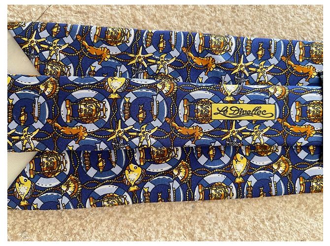 Autre Marque magnifica nuova cravatta in seta stampata "Le Divellec" da collezione Blu D'oro - vista 5