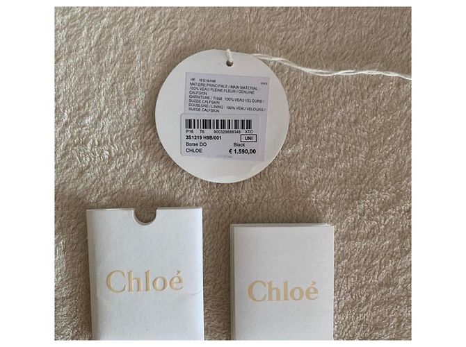 Hudson Chloé Handtasche aus schwarzem Leder mit Goldrand - Ansicht 3