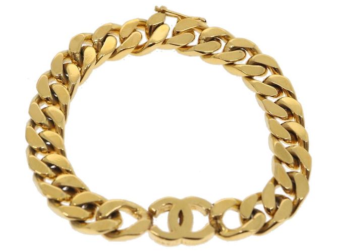 Bracciale CHANEL COCO Mark Gold CC Auth hk403 D'oro - vista 2