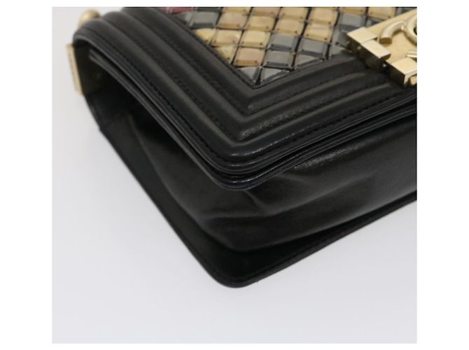 CHANEL Bolso de hombro Chain Boy Chanel Tile Negro Multicolor CC Auth 29551A - vista 14