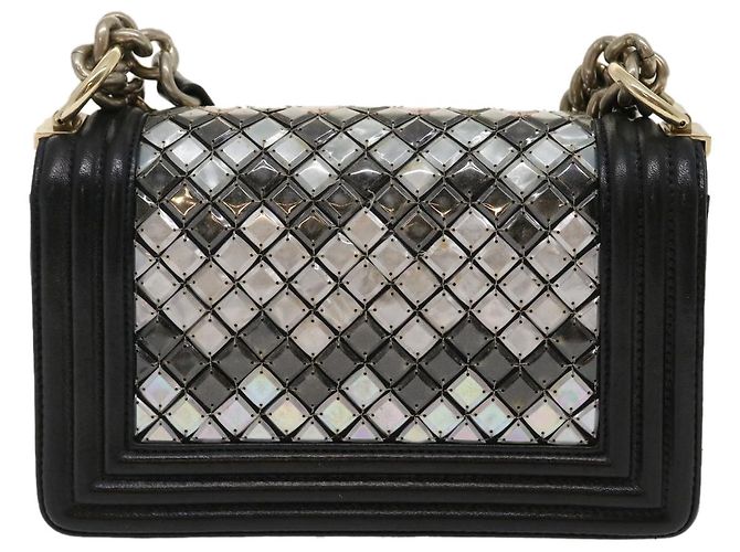 CHANEL Bolso de hombro Chain Boy Chanel Tile Negro Multicolor CC Auth 29551A - vista 2