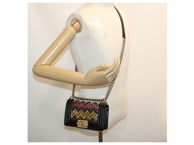 CHANEL Bolso de hombro Chain Boy Chanel Tile Negro Multicolor CC Auth 29551A - vista 23